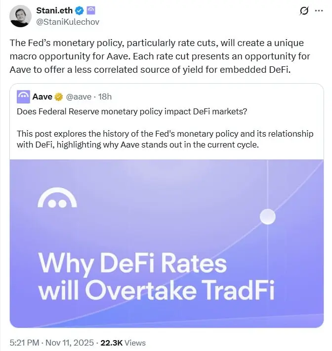 Mối tương quan cắt giảm lãi suất Aave