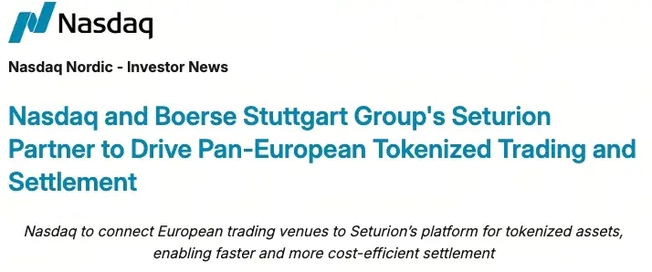 Nasdaq advances into European tokenized settlement