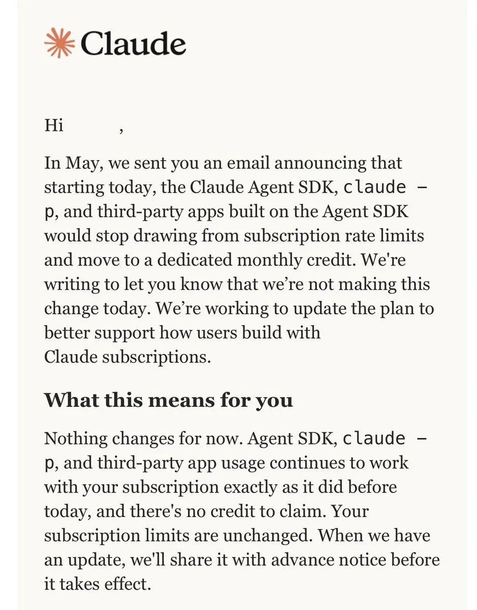 Anthropic暫緩SDK訂閱額度改制