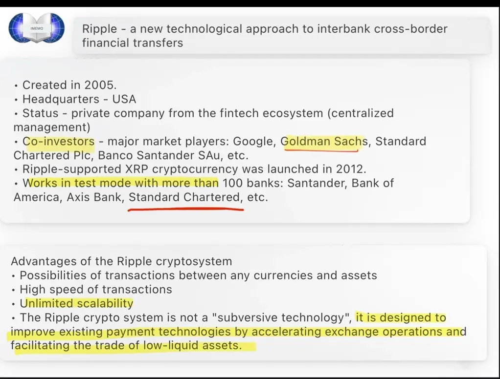 Ripple Link to Goldman Sachs