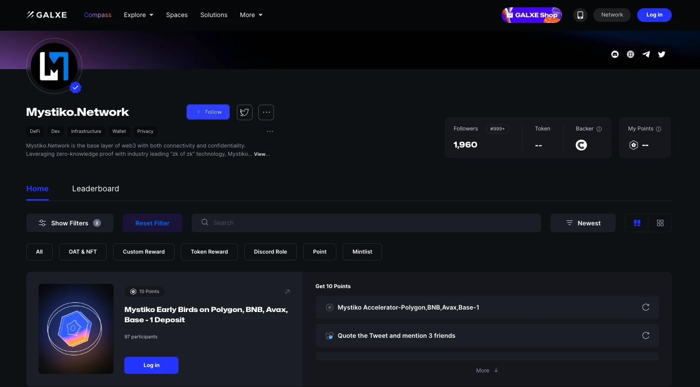 较大空投预期：融资1800万美元，手把手带你参与Mystiko积分活动