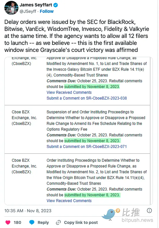 “八天窗口期”明日开启，现货比特币ETF年内获批有戏了？