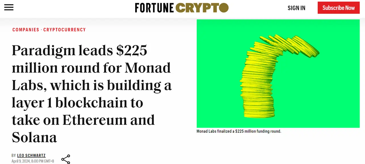 融资2.25亿美元，Monad能否成为L1头部项目？