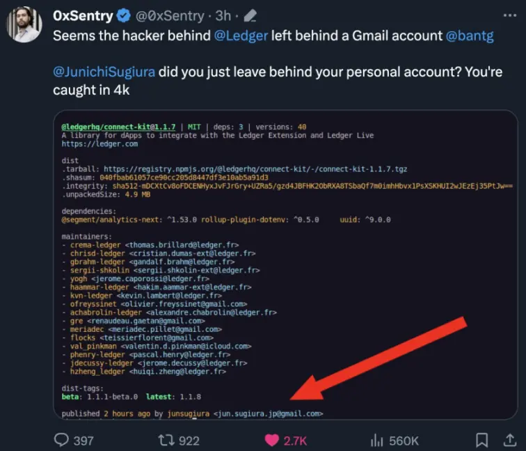 影响甚广，Ledger Connect Kit被黑事件分析