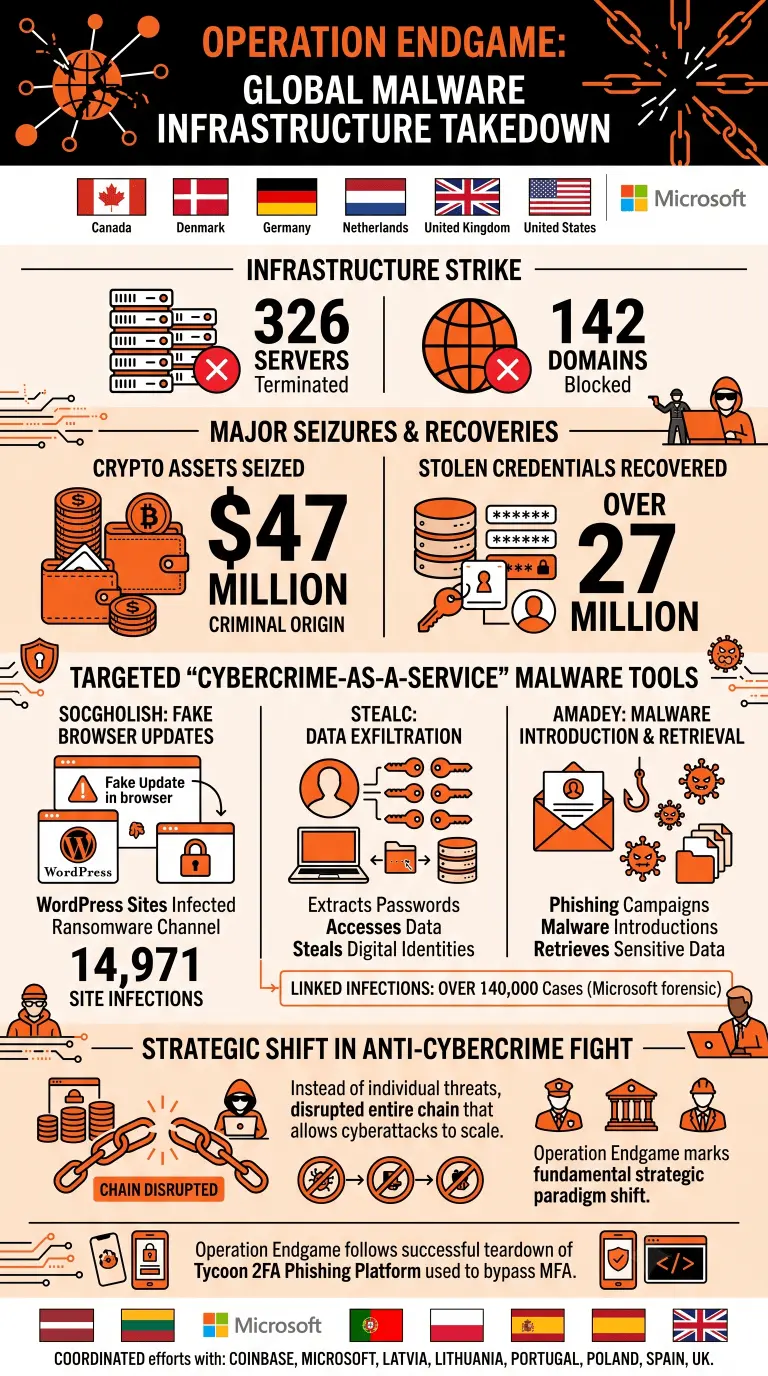 Infographic on Europol's malware crackdown