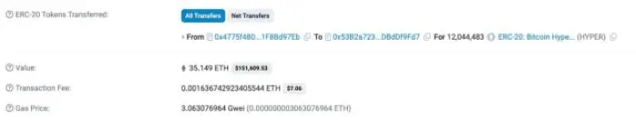 $HYPERクジラの購入は151Kドル