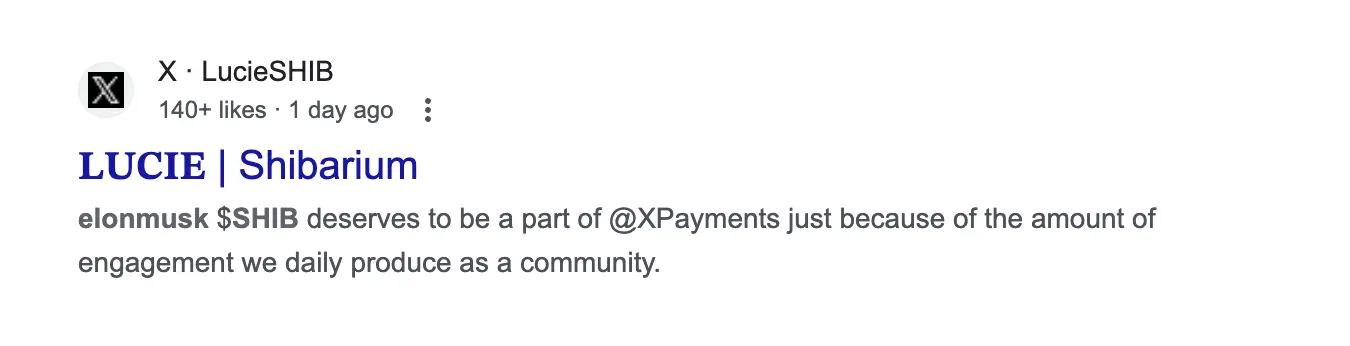 Shiba Inu (SHIB) Marketing Lead taps ups Elon Musk for SHIB token adoption | Source: X/Twitter