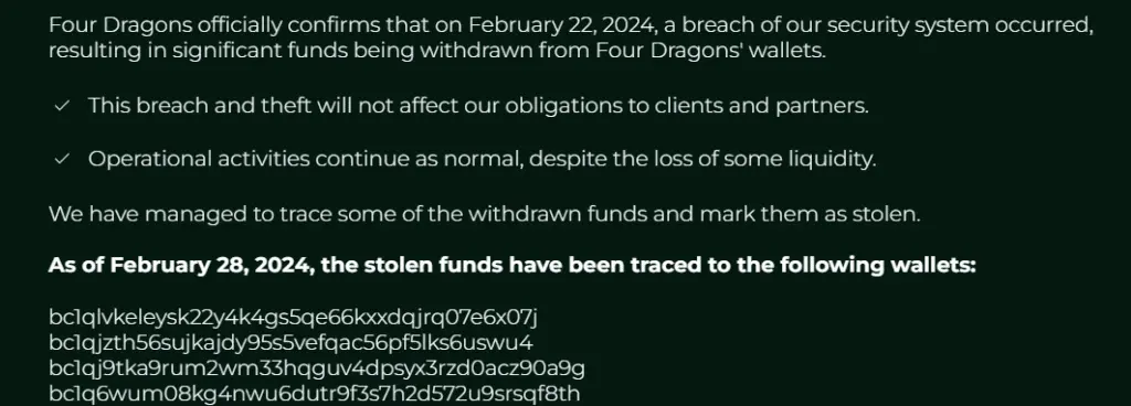 Kyrgyz crypto exchange Four Dragons reportedly suffers $100m hack - 1