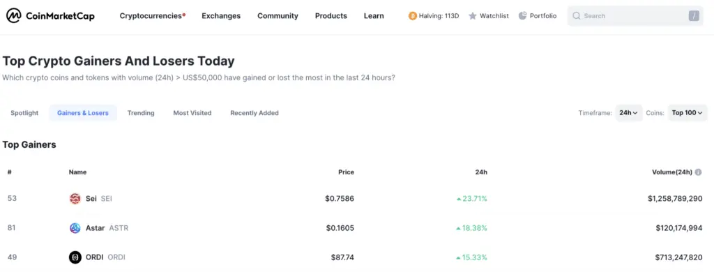 SEI leads the top crypto gainers with 23% jump - 1