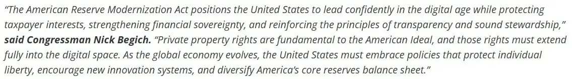 US Lawmakers Introduce ARMA Bill to Codify Strategic Bitcoin Reserve With 20-Year Hold and 1M BTC Goal
