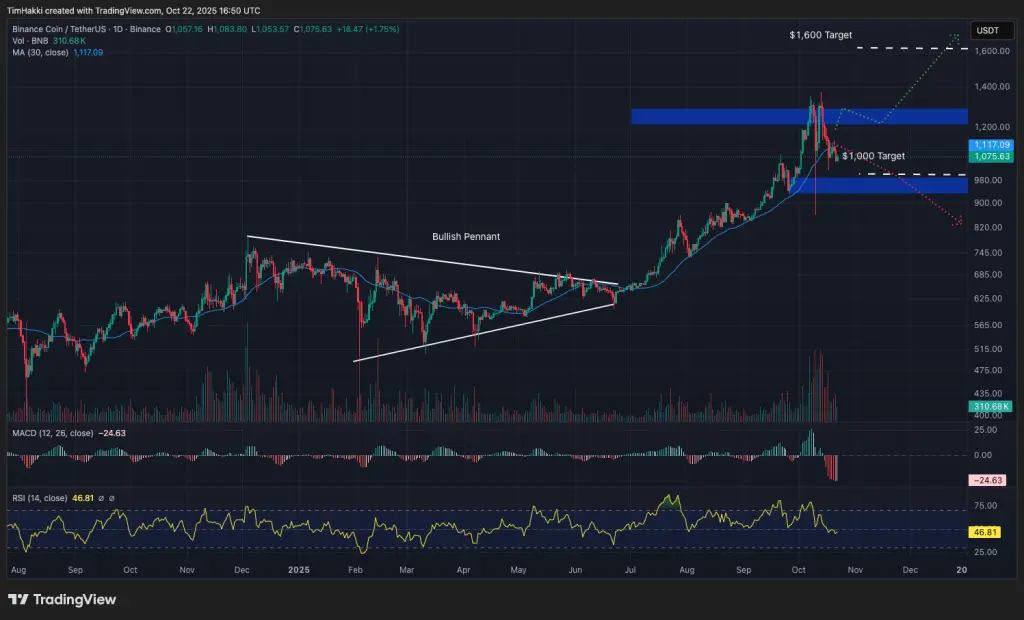 BNB/USDT gráfico diário