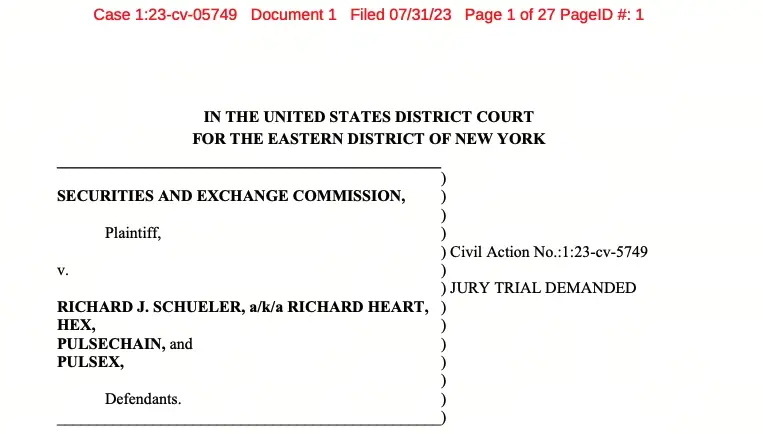 SEC charged Richard Heart