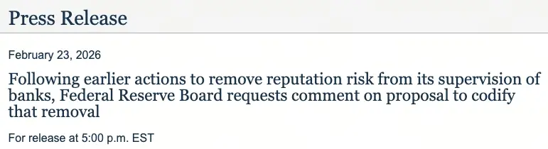 Federal Reserve Seeks Opinions on Reputational Risk