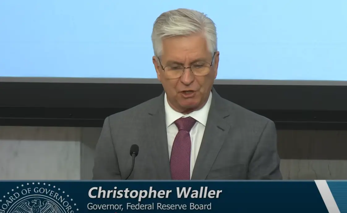 The Federal Reserve (FED) anggota dewan Waller memberikan pidato di konferensi inovasi pembayaran