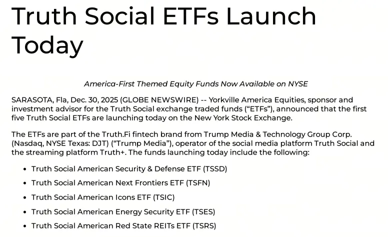 Truth Social ETF推出
