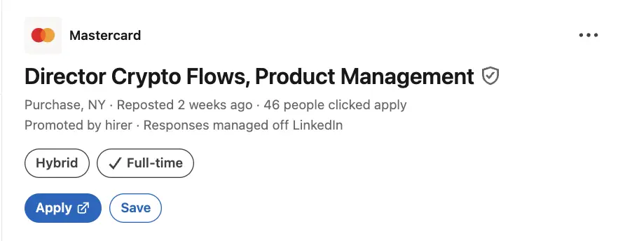 Mastercard recrute un directeur des flux de crypto-monnaies