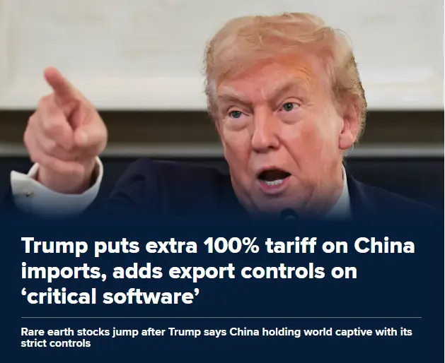 Trump impone un arancel adicional del 100% a los productos chinos