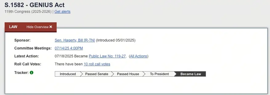 GENIUS穩定幣法案