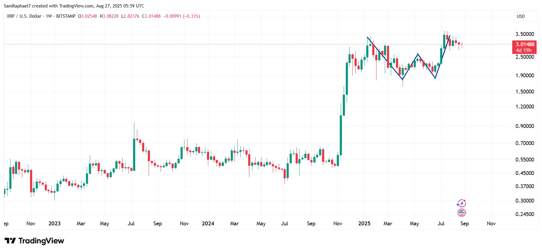 XRP W 型态图