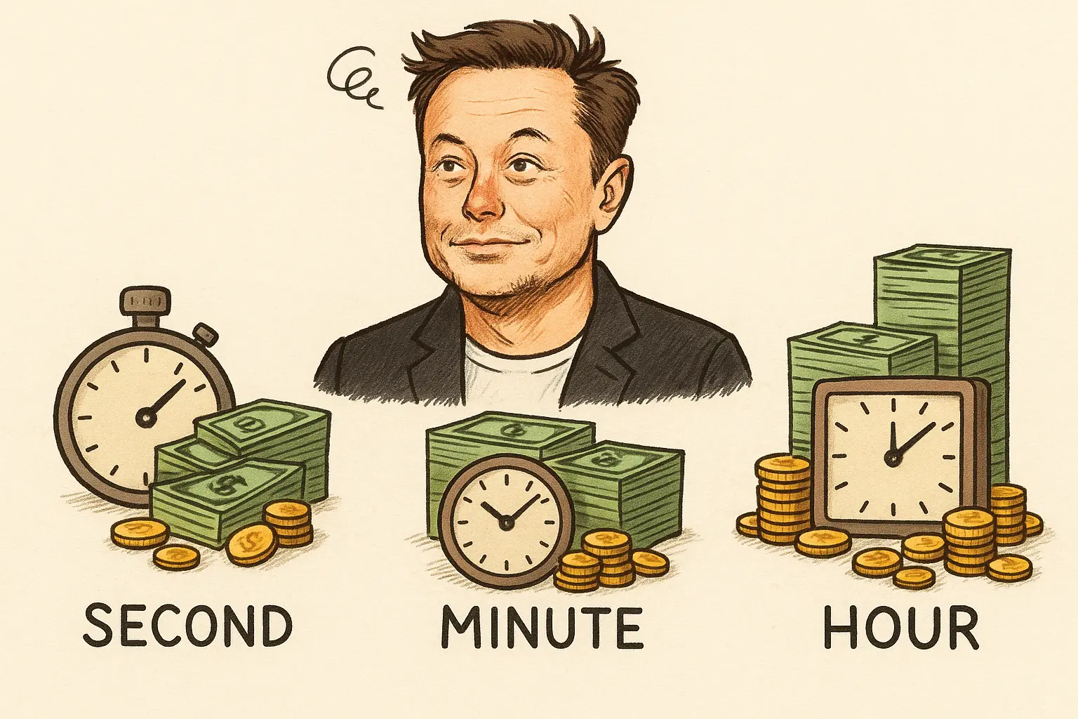 How Much Does Elon Musk Make a Second, Minute, Hour