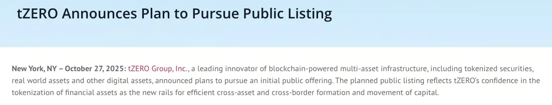 tZERO thông báo IPO năm 2026