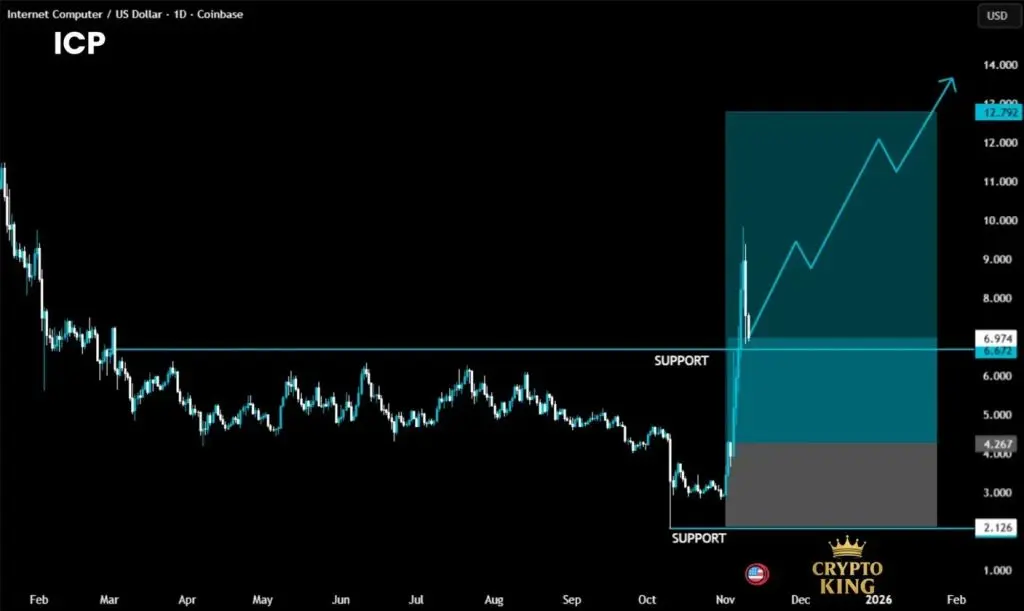 Grafik harian ICP/USD