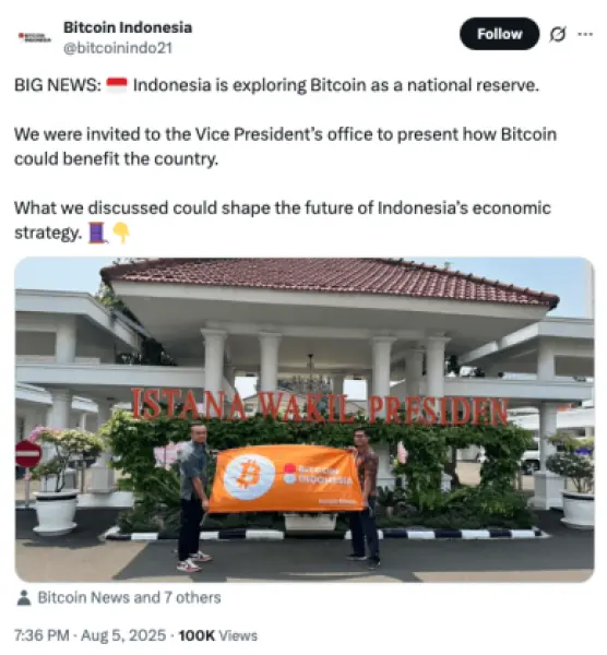 Bitcoin Indonesia post sur X.