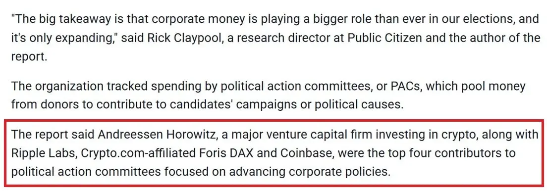 News report discussing America's growing crypto donations.