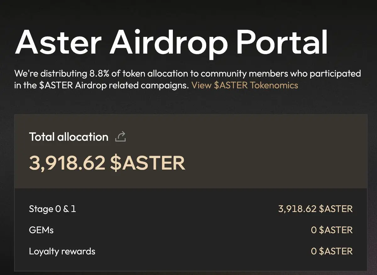 The $ASTER airdrop checker is live Once again my n | FLBB13 on Gate Square