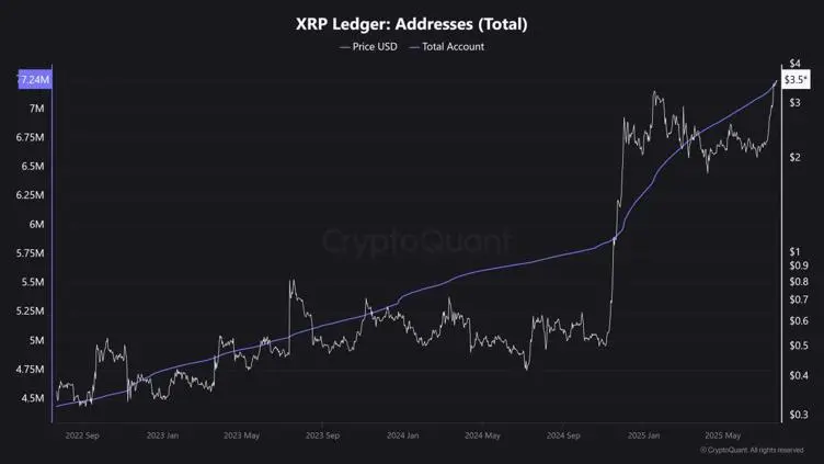 XRP Ledger reaches a record 7.24 million wallets as the DeFi boom