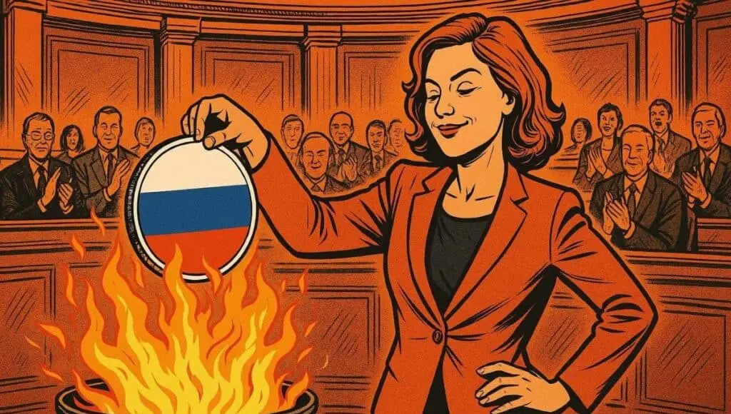 Президент Европейского Союза (EU) сжигает российский стейблкоин, замедляя его криптоэкспансию.