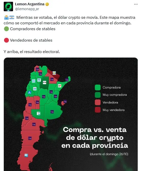 Carte des transactions avec USDT en Argentine selon lemon