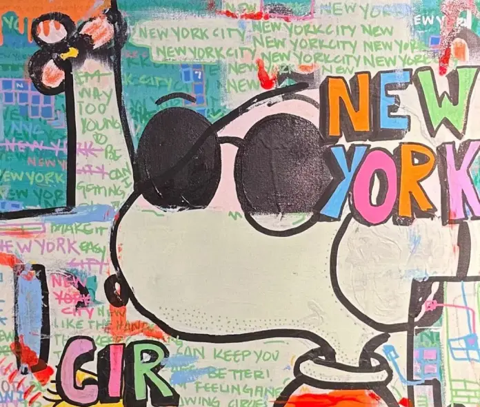 Snoopy avec un nouveau style artistique coloré.