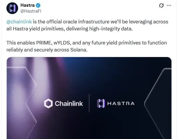 Partenariat Chainlink et Hastra