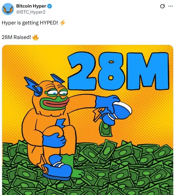 Anúncio da Hyper mostrando mais de $28M  levantados.