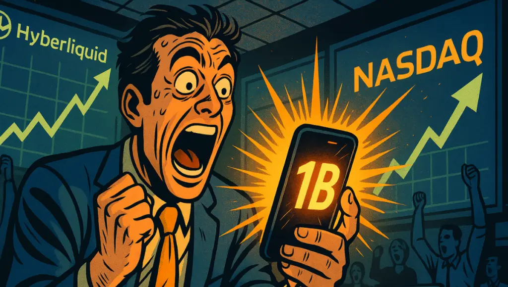 تاجر في Hyperliquid متحمس يكتشف "1B" على هاتفه، مما يتسبب في انفجار من الطاقة في قاعة تداول مزدحمة.
