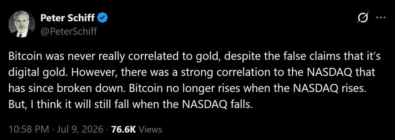 Peter Schiff's latest commentary on Bitcoin and Gold