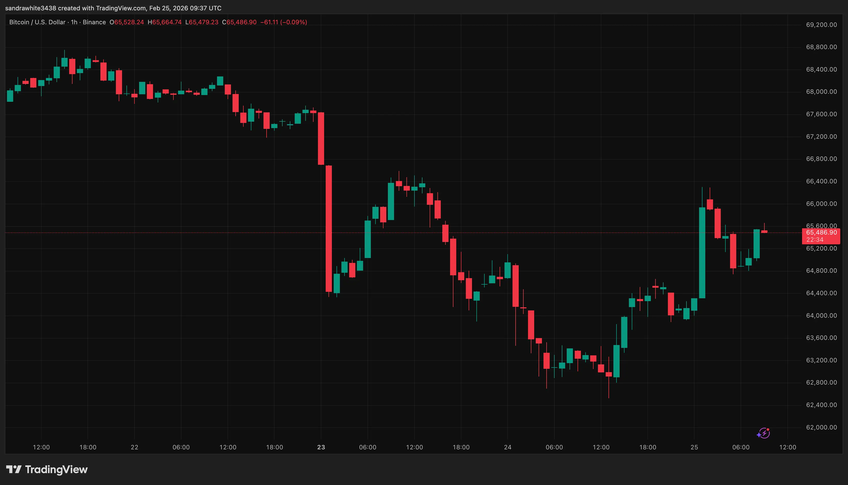Bitcoin price chart from Tradingview.com