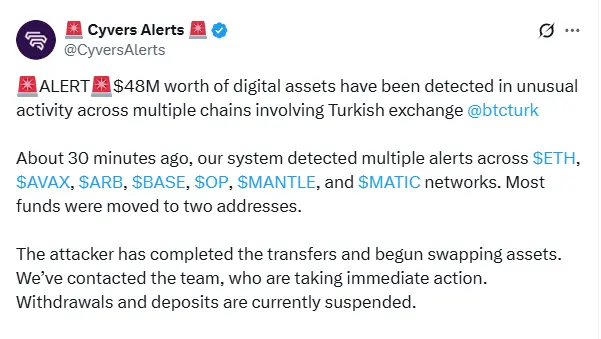 Turkish Crypto Exchange Confirms Security Incident, Assures Users Funds are Safe