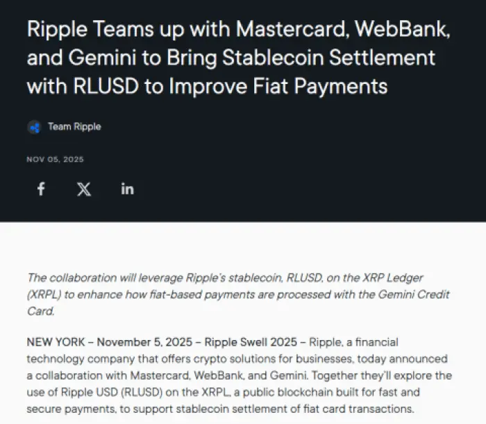 Ripple anunciou a sua parceria com a Mastercard em novembro.
