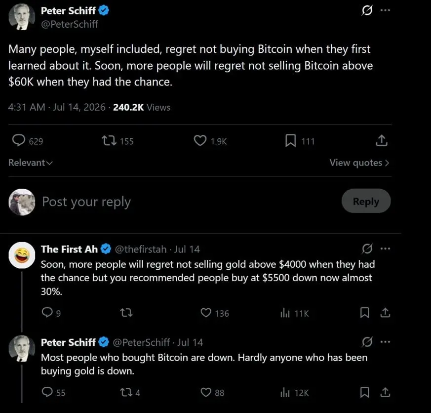 Peter Schiff discussing Bitcoin's $60,000 price point.