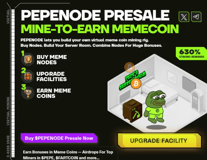 Presale PepeNode, koin meme mine-to-earn.