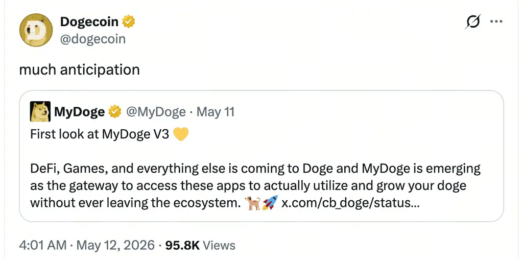 DOGE钱包MyDoge发布V3后生态开始扩张