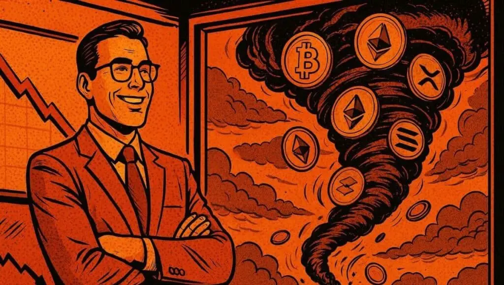 A crypto investor watches the spot trading crash and sees a storm approaching.