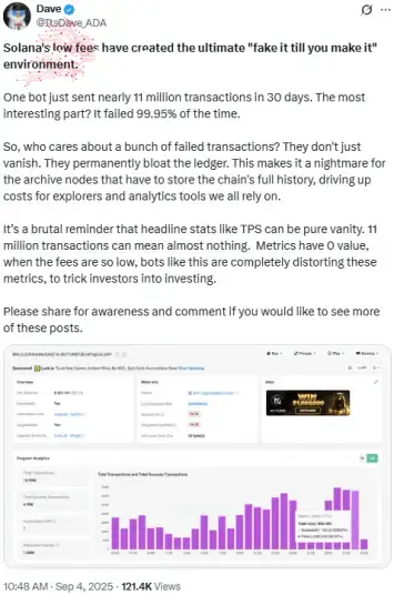 Cardano SPO membahas masalah bot Solana di X.