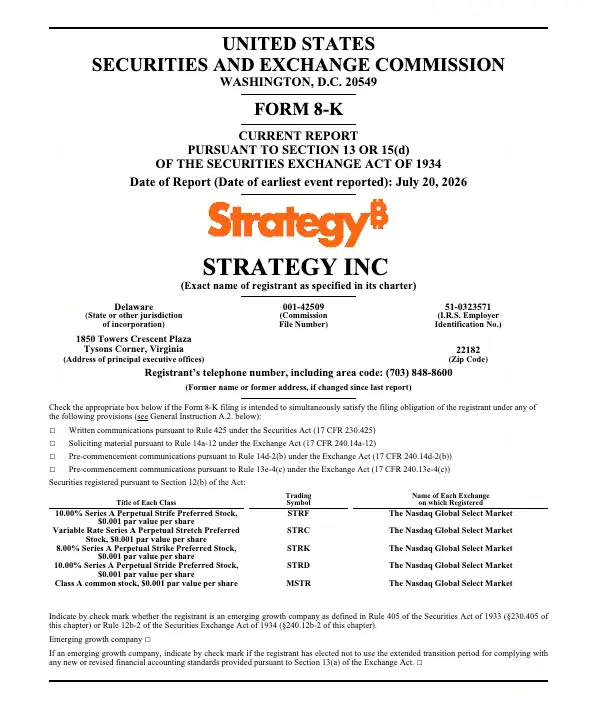 Strategy 8-K文件