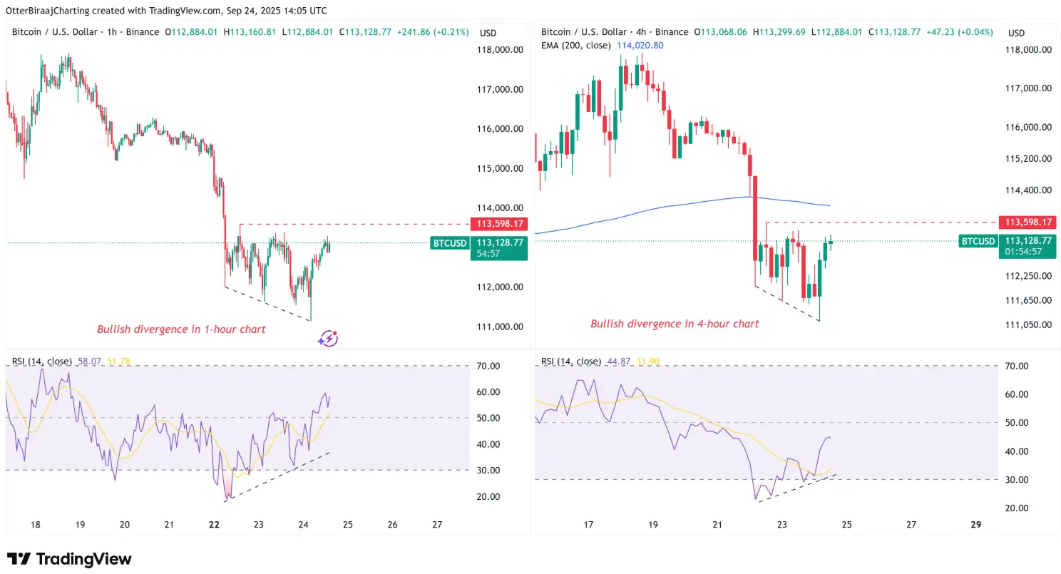 Bitcoin tăng lên 113,9 nghìn đô la khi phân kỳ tăng giá chỉ ra sự đảo ngược xu hướng