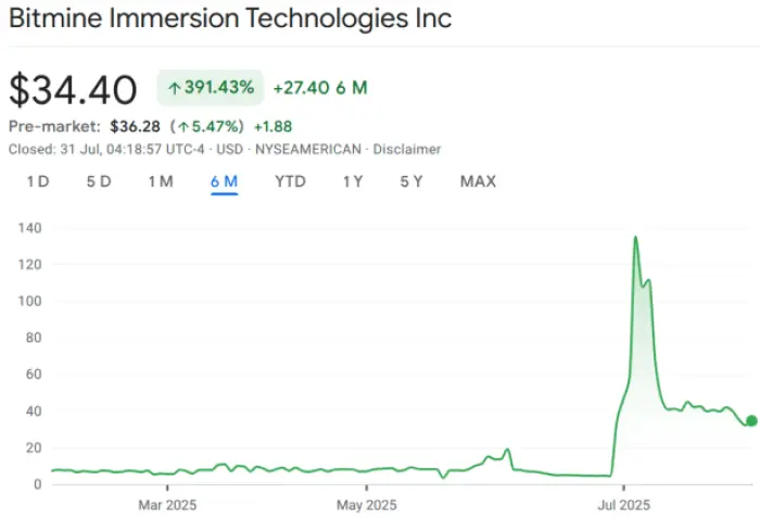 Giá cổ phiếu Bitmine Immersion Technologies
