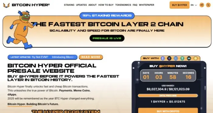 Bitcoin Hyper ($HYPER) Informação ao Vivo da Pré-venda.