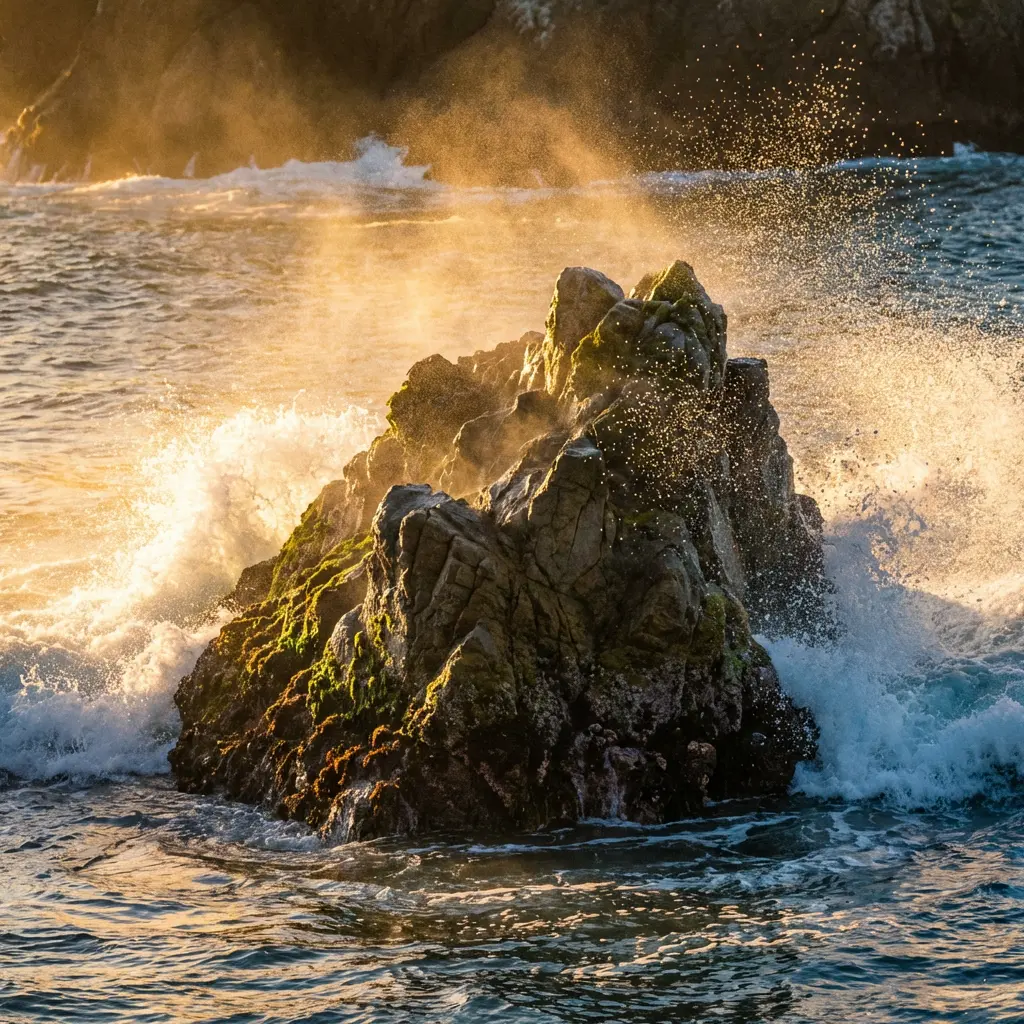 MorningGoldAsWavesCrashAgainst